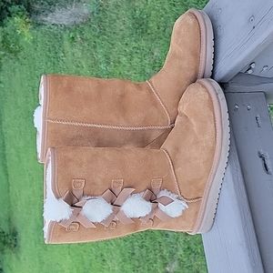 Koolaburra Tan Suede Boots with White Accents